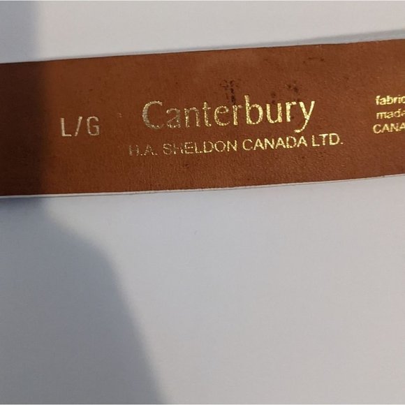 Canterbury White Real Leather Belt Decorated with  Silver Metal Golf Clubs Large - Picture 3 of 3